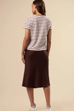 Amour Vert Berkeley Organic Cotton Tee IvoryEspressoStripe Outlet