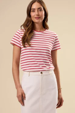Amour Vert Berkeley Organic Cotton Tee IvoryRedStripe Fashion