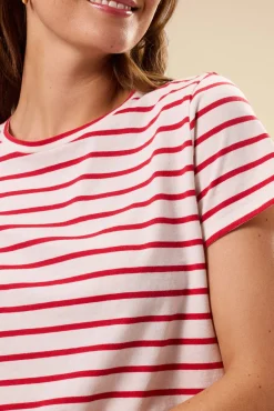 Amour Vert Berkeley Organic Cotton Tee IvoryRedStripe Fashion