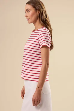 Amour Vert Berkeley Organic Cotton Tee IvoryRedStripe Fashion