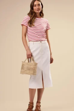 Amour Vert Berkeley Organic Cotton Tee IvoryRedStripe Fashion