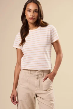 Amour Vert Berkeley Organic Cotton Tee IvoryBiscottiStripe Sale