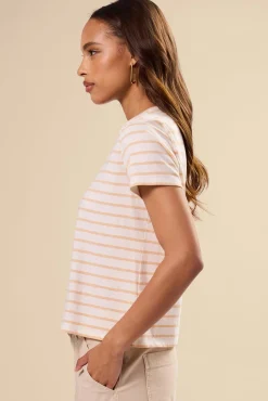 Amour Vert Berkeley Organic Cotton Tee IvoryBiscottiStripe Sale