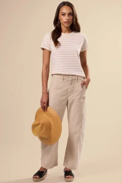 Amour Vert Berkeley Organic Cotton Tee IvoryBiscottiStripe Sale