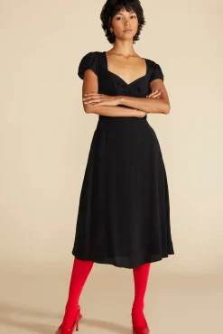 Amour Vert Beryl Crepe Midi Dress Black Discount
