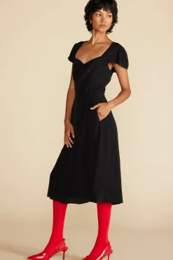 Amour Vert Beryl Crepe Midi Dress Black Discount