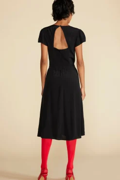 Amour Vert Beryl Crepe Midi Dress Black Discount