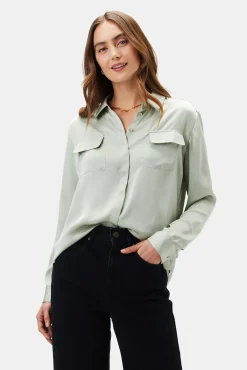 Amour Vert Bixby Pocket Blouse MintGreen Clearance