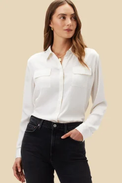 Amour Vert Bixby Pocket Blouse Ivory Discount
