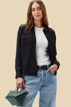 Amour Vert Bixby Pocket Blouse Black Clearance