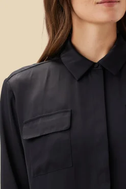 Amour Vert Bixby Pocket Blouse Black Clearance
