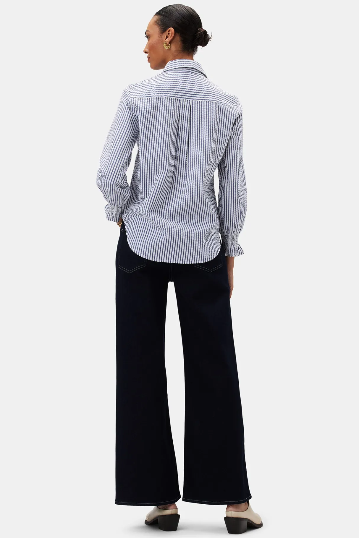 Amour Vert Bixby Seersucker Blouse BrittanyStripeBlue Fashion