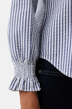 Amour Vert Bixby Seersucker Blouse BrittanyStripeBlue Fashion