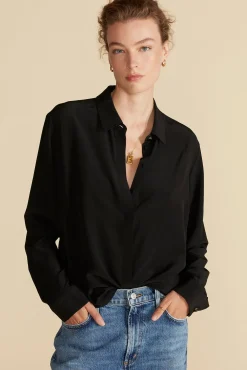 Amour Vert Bixby Washable Silk Blouse Black Discount