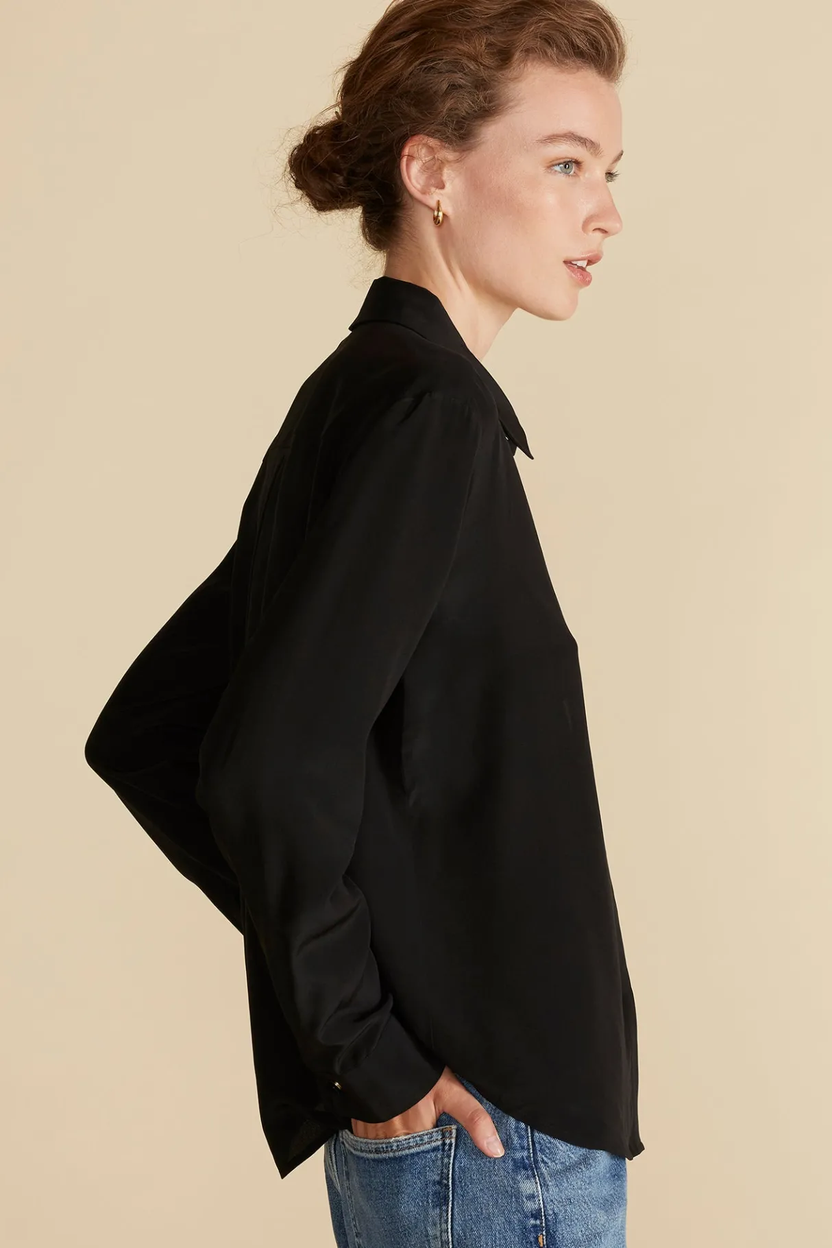 Amour Vert Bixby Washable Silk Blouse Black Discount