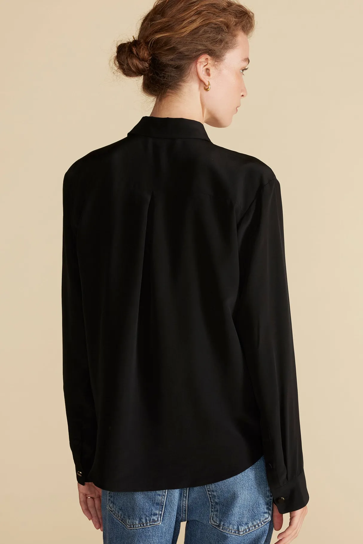 Amour Vert Bixby Washable Silk Blouse Black Discount
