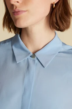 Amour Vert Bixby Washable Silk Blouse SkyBlue Outlet