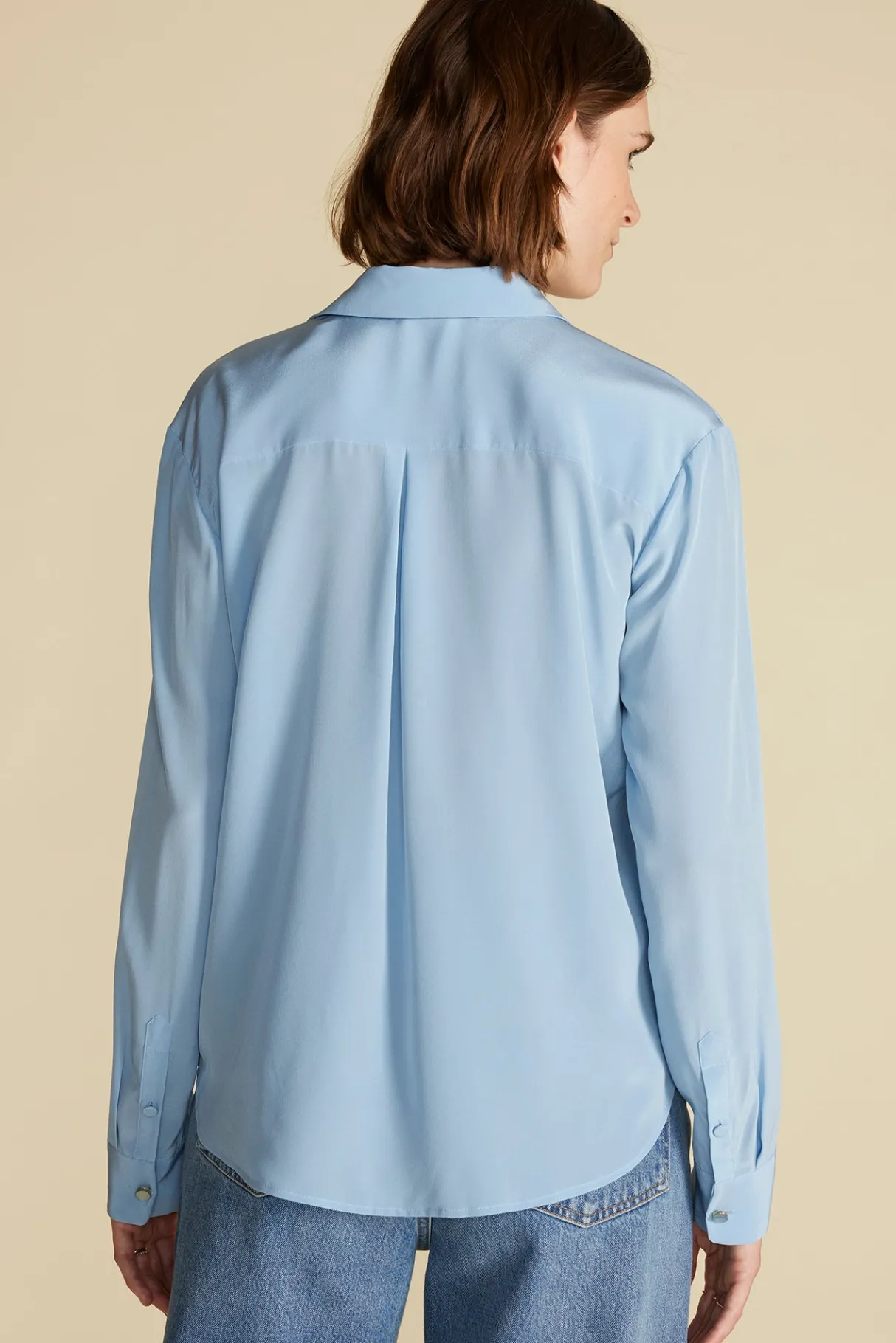 Amour Vert Bixby Washable Silk Blouse SkyBlue Outlet
