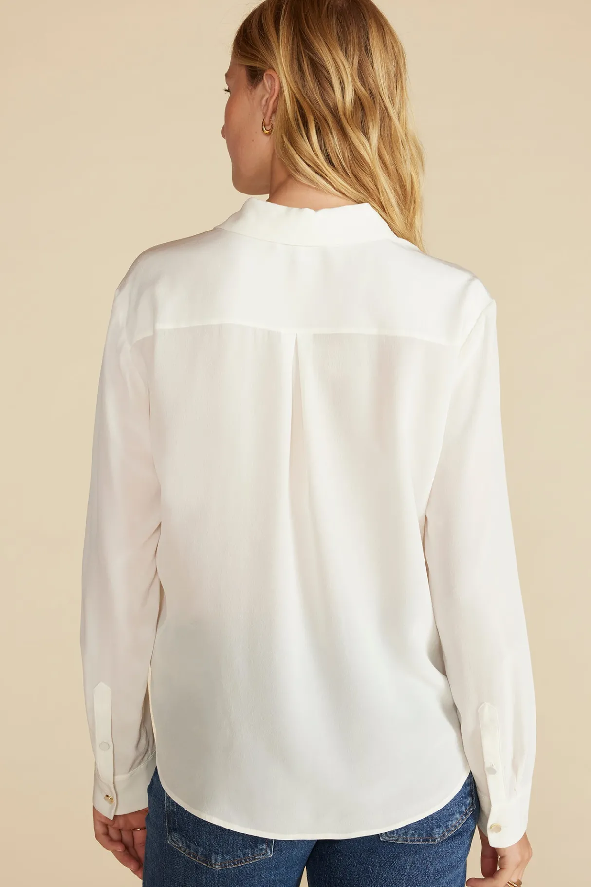 Amour Vert Bixby Washable Silk Blouse Ivory Hot