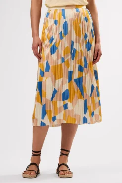 Amour Vert Blaze Pleated Recycled Sateen Skirt SoniaIndigoBlueMulti Best
