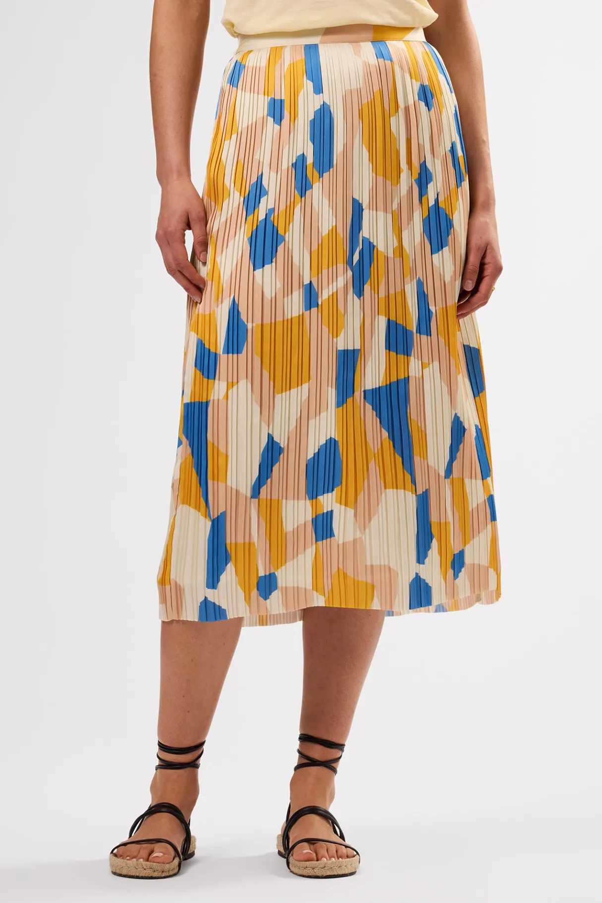 Amour Vert Blaze Pleated Recycled Sateen Skirt SoniaIndigoBlueMulti Best