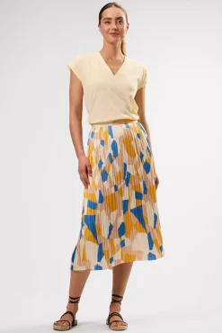 Amour Vert Blaze Pleated Recycled Sateen Skirt SoniaIndigoBlueMulti Best
