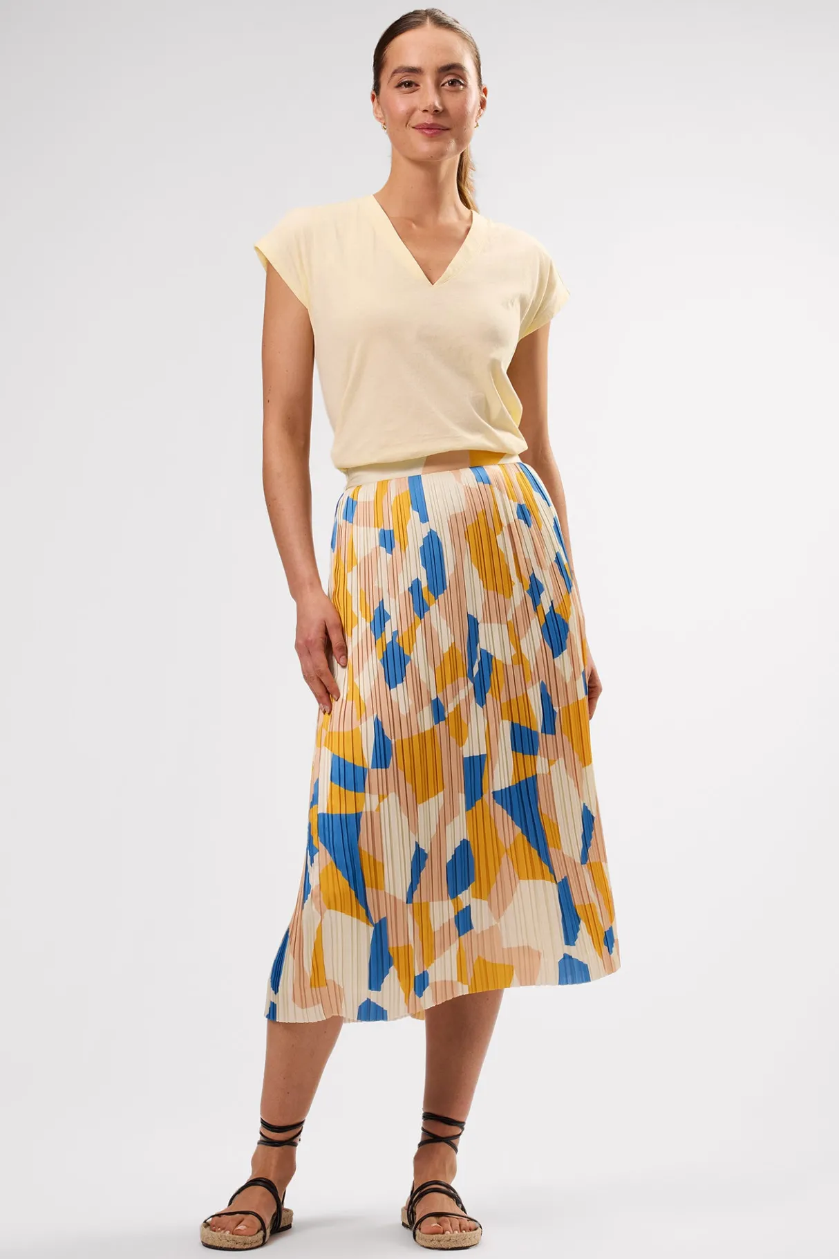 Amour Vert Blaze Pleated Recycled Sateen Skirt SoniaIndigoBlueMulti Best