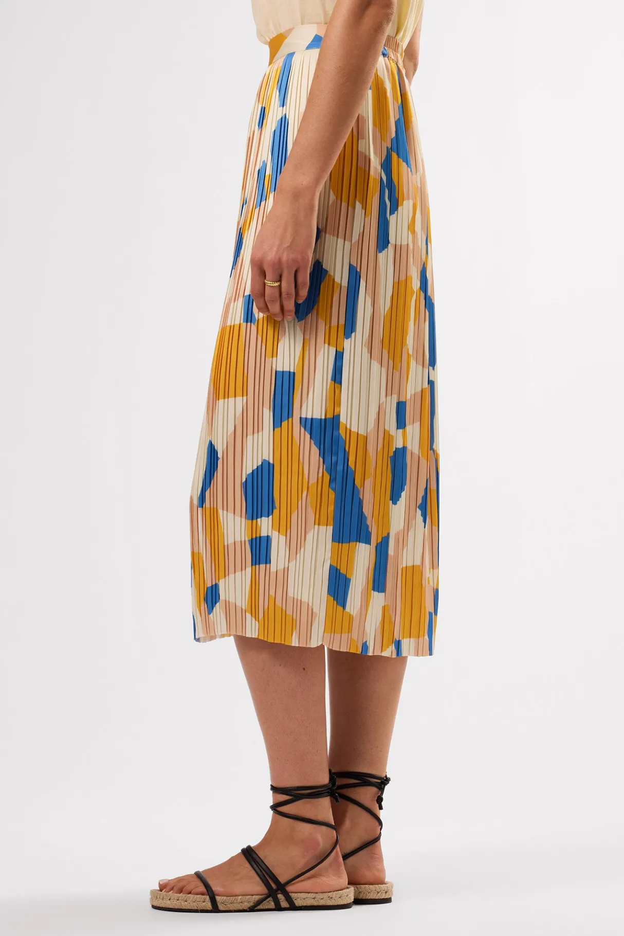 Amour Vert Blaze Pleated Recycled Sateen Skirt SoniaIndigoBlueMulti Best