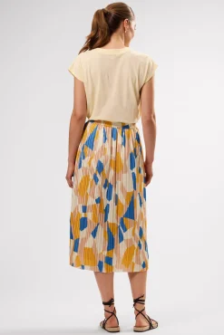 Amour Vert Blaze Pleated Recycled Sateen Skirt SoniaIndigoBlueMulti Best