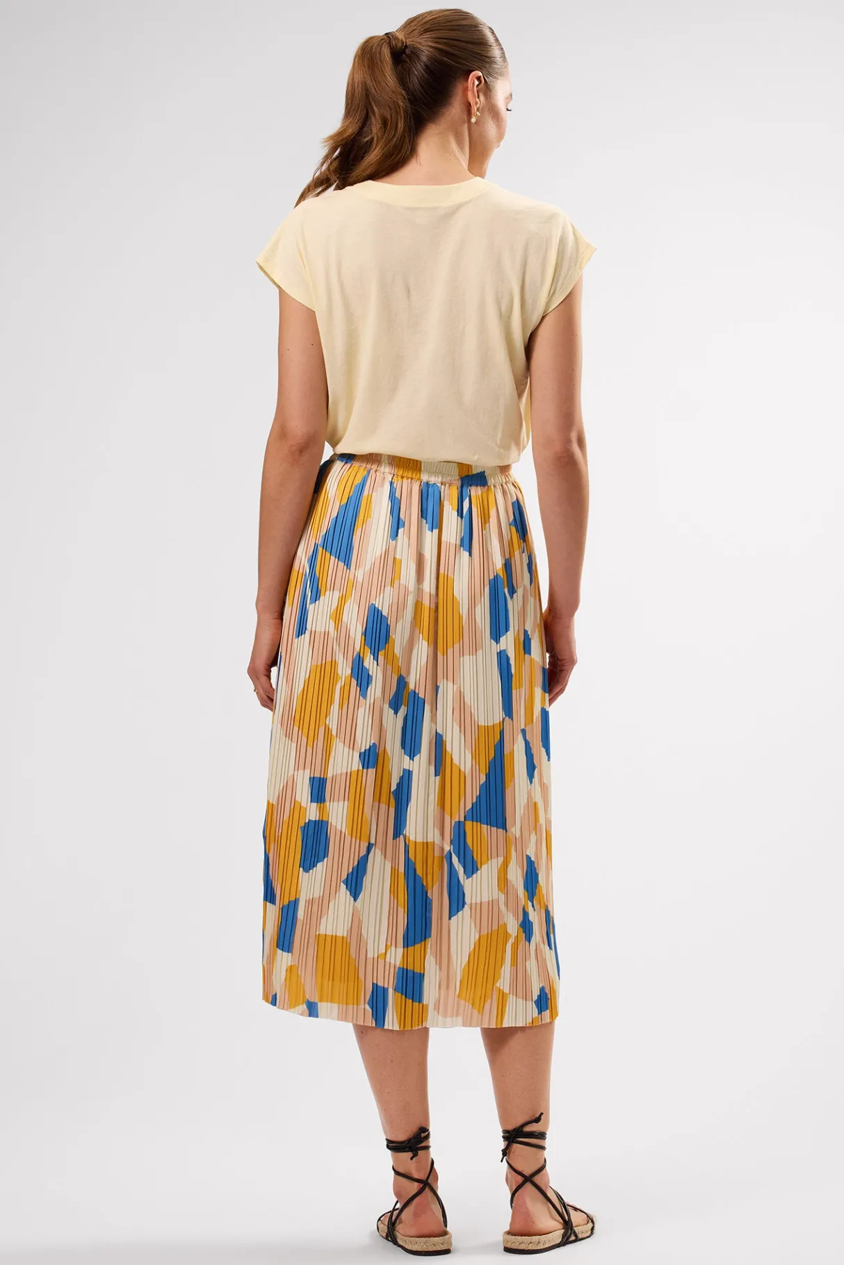 Amour Vert Blaze Pleated Recycled Sateen Skirt SoniaIndigoBlueMulti Best