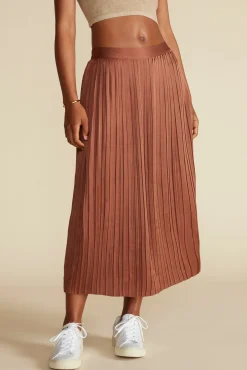 Amour Vert Blaze Pleated Recycled Sateen Skirt Cafe Fashion