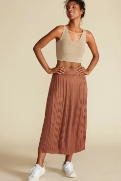 Amour Vert Blaze Pleated Recycled Sateen Skirt Cafe Fashion