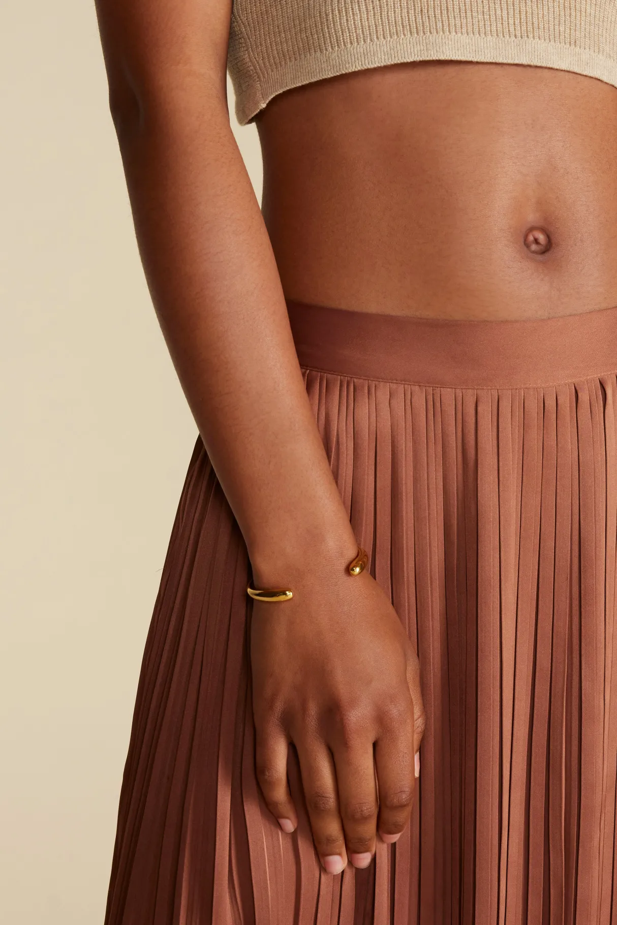 Amour Vert Blaze Pleated Recycled Sateen Skirt Cafe Fashion