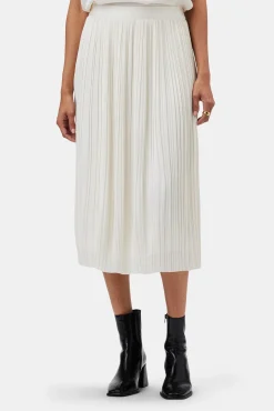 Amour Vert Blaze Pleated Recycled Sateen Skirt Ivory Online