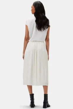 Amour Vert Blaze Pleated Recycled Sateen Skirt Ivory Online