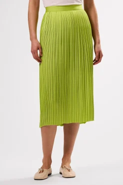 Amour Vert Blaze Pleated Recycled Sateen Skirt LimeGreen Fashion