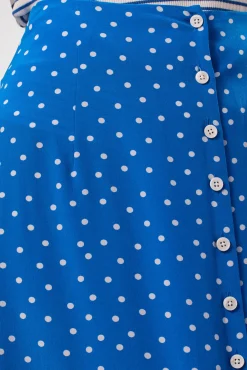Amour Vert Button Front Washable Silk Skirt RivieraDotTurquoise Sale