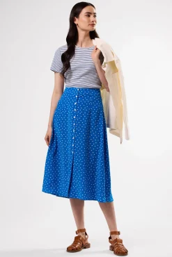Amour Vert Button Front Washable Silk Skirt RivieraDotTurquoise Sale