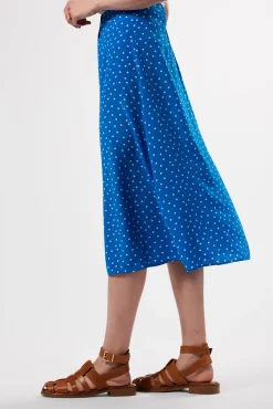 Amour Vert Button Front Washable Silk Skirt RivieraDotTurquoise Sale