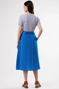 Amour Vert Button Front Washable Silk Skirt RivieraDotTurquoise Sale