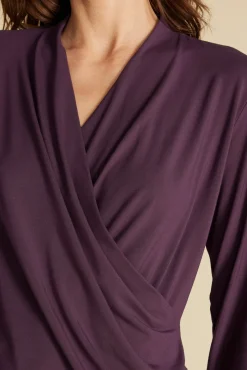 Amour Vert Calais Bamboo Knit Blouse PurpleFig Discount