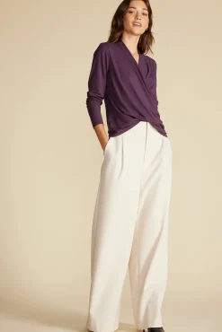 Amour Vert Calais Bamboo Knit Blouse PurpleFig Discount