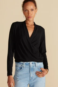 Amour Vert Calais Bamboo Knit Blouse Black Online