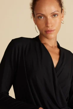 Amour Vert Calais Bamboo Knit Blouse Black Online