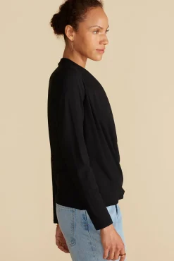 Amour Vert Calais Bamboo Knit Blouse Black Online