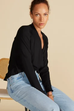 Amour Vert Calais Bamboo Knit Blouse Black Online