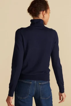 Amour Vert Carrie Turtleneck Cashmere Sweater NavyBlue Clearance
