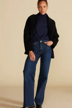 Amour Vert Carrie Turtleneck Cashmere Sweater NavyBlue Clearance