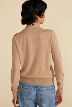 Amour Vert Carrie Turtleneck Cashmere Sweater CafeAuLaitBeige Best