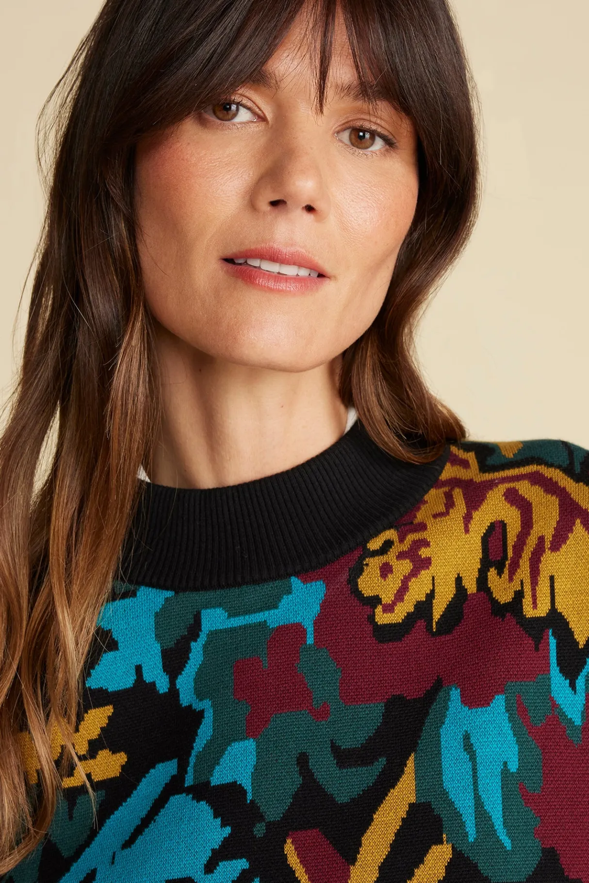 Amour Vert Cecile Cotton Jacquard Sweater Multi Fashion